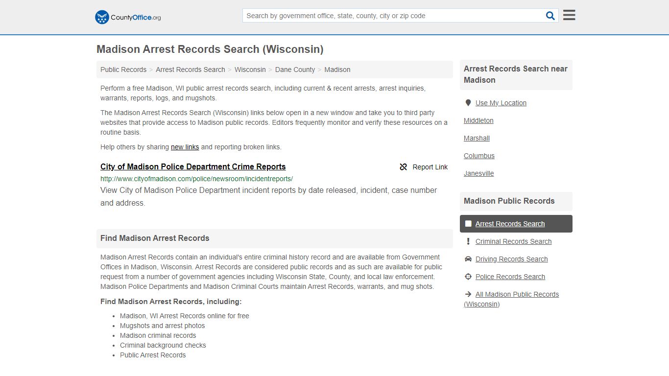 Arrest Records Search - Madison, WI (Arrests & Mugshots) - County Office