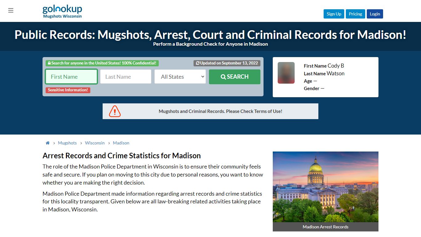 Mugshots Madison, Arrest Records Madison - GoLookUp